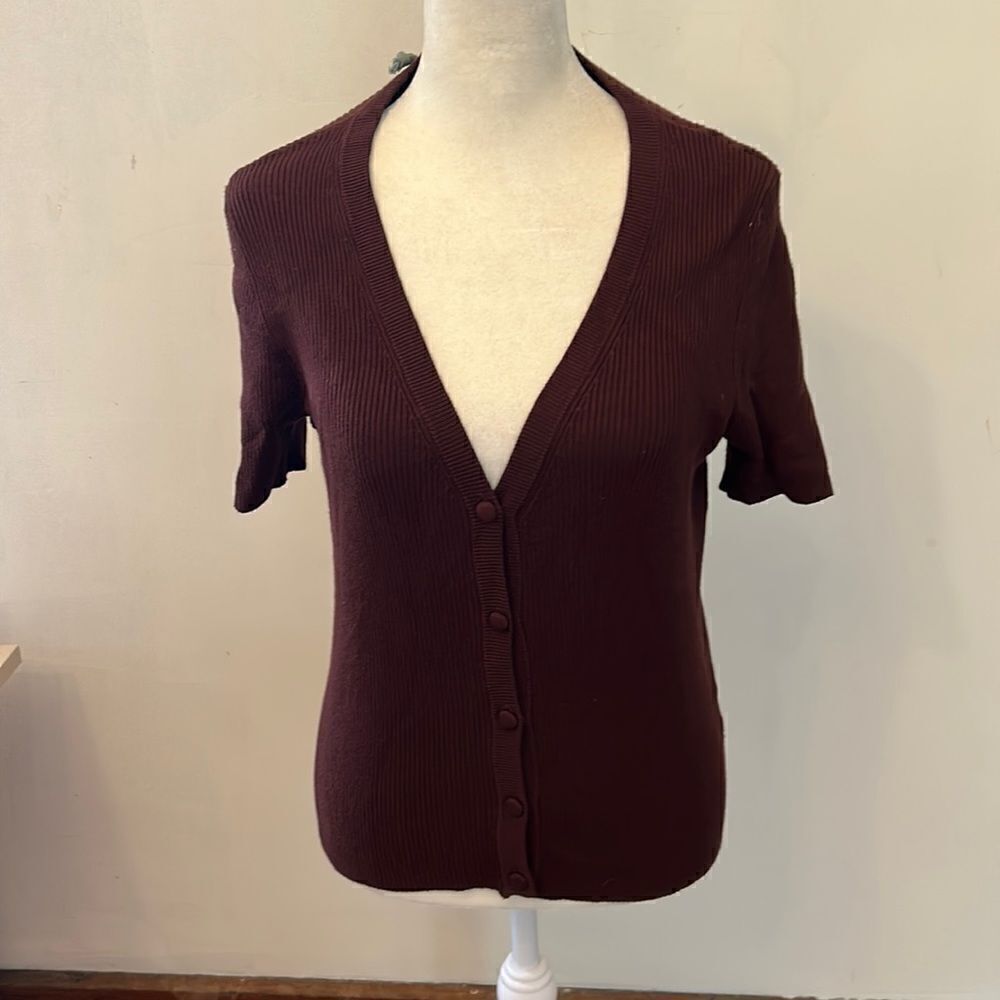 Marled brown short sleeve sweater Size S New